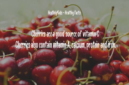 HeathlyKids - Cherry Facts - Cherries are a good source of vitamin C, Cherries also contain vitamin A, calcium, protein and iron.